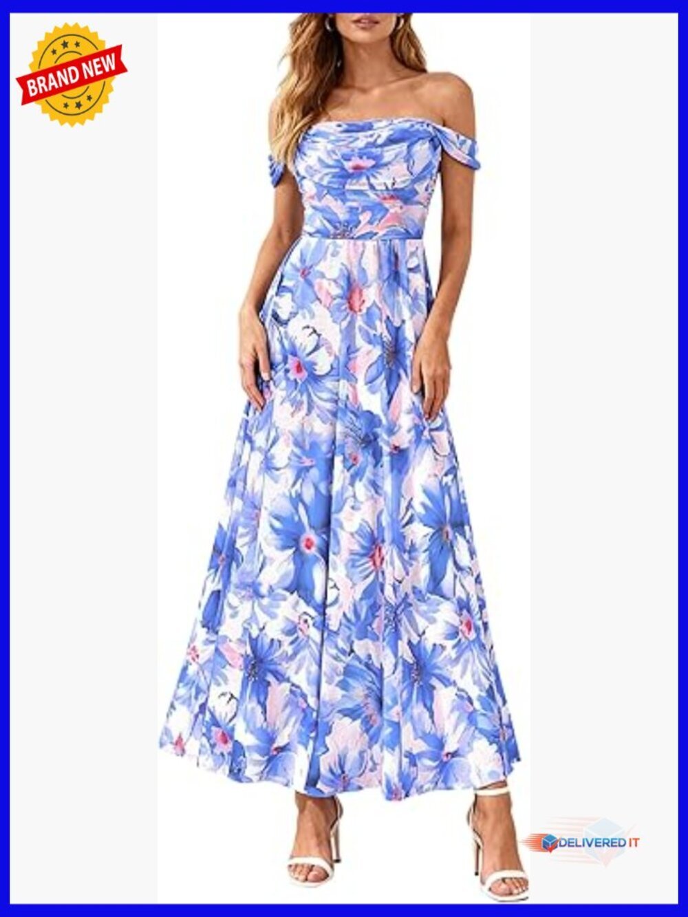 Off Shoulder Maxi Dress A-Line Ruched Backless Cocktail Wedding Guest